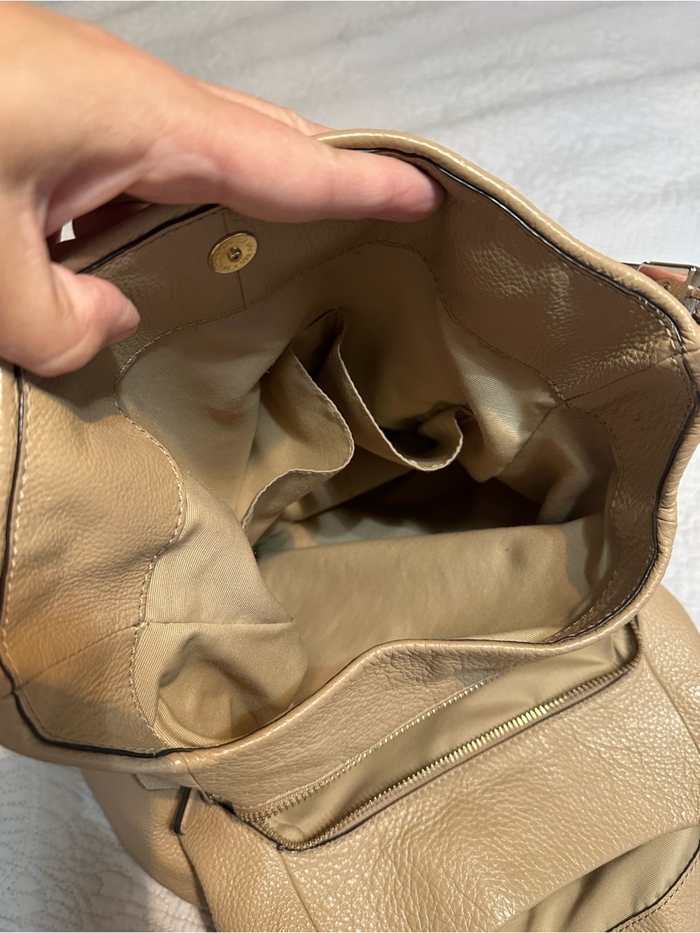 Coach Madison Pebble Leather Phoebe Shoulder Bag in Taupe - Picture 4 of 13
